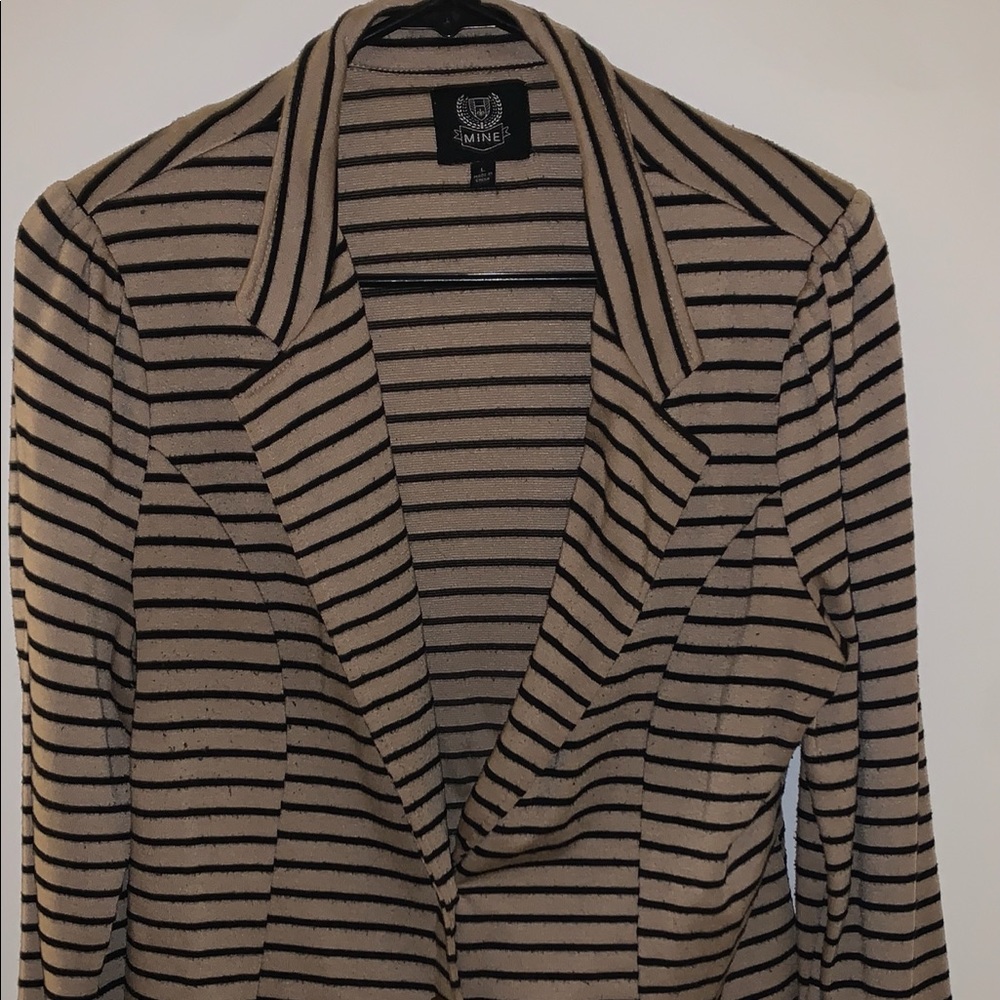 Lightly Worn Knit Striped Neutral Blazer